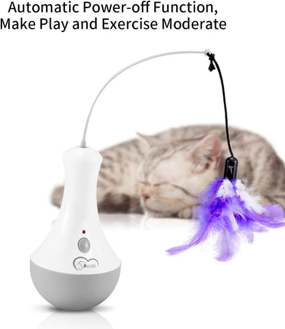 Electronic Tumbler Catching Toys for Kitten Interactive Cat Toys for Indoor Pet, Automatic Exercise Toys with Feathe