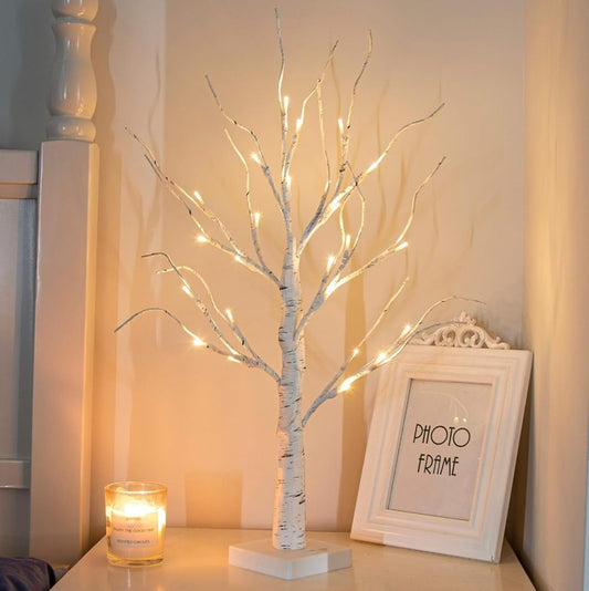 Christmas Lighted Tree Decorations Tabletop Lighted Birch Tree with LED Lights Usb Charged