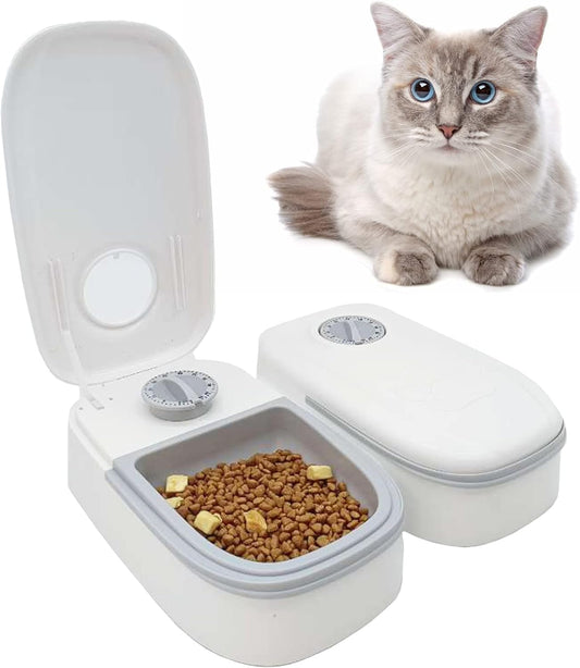 Automatic 2 Meals Cat Feeder Auto-On Smart Pet Feeder Dry and Wet Food Dispenser