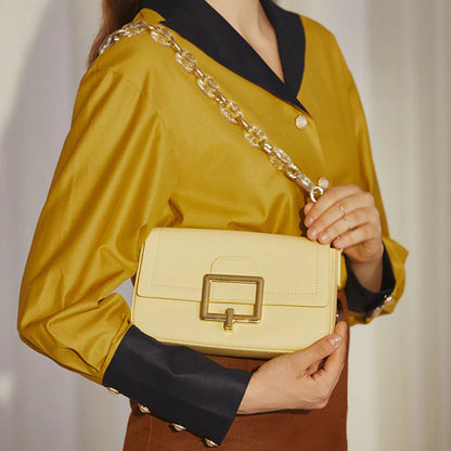 French  Textured Shoulder Cowhide Crossbody Bag