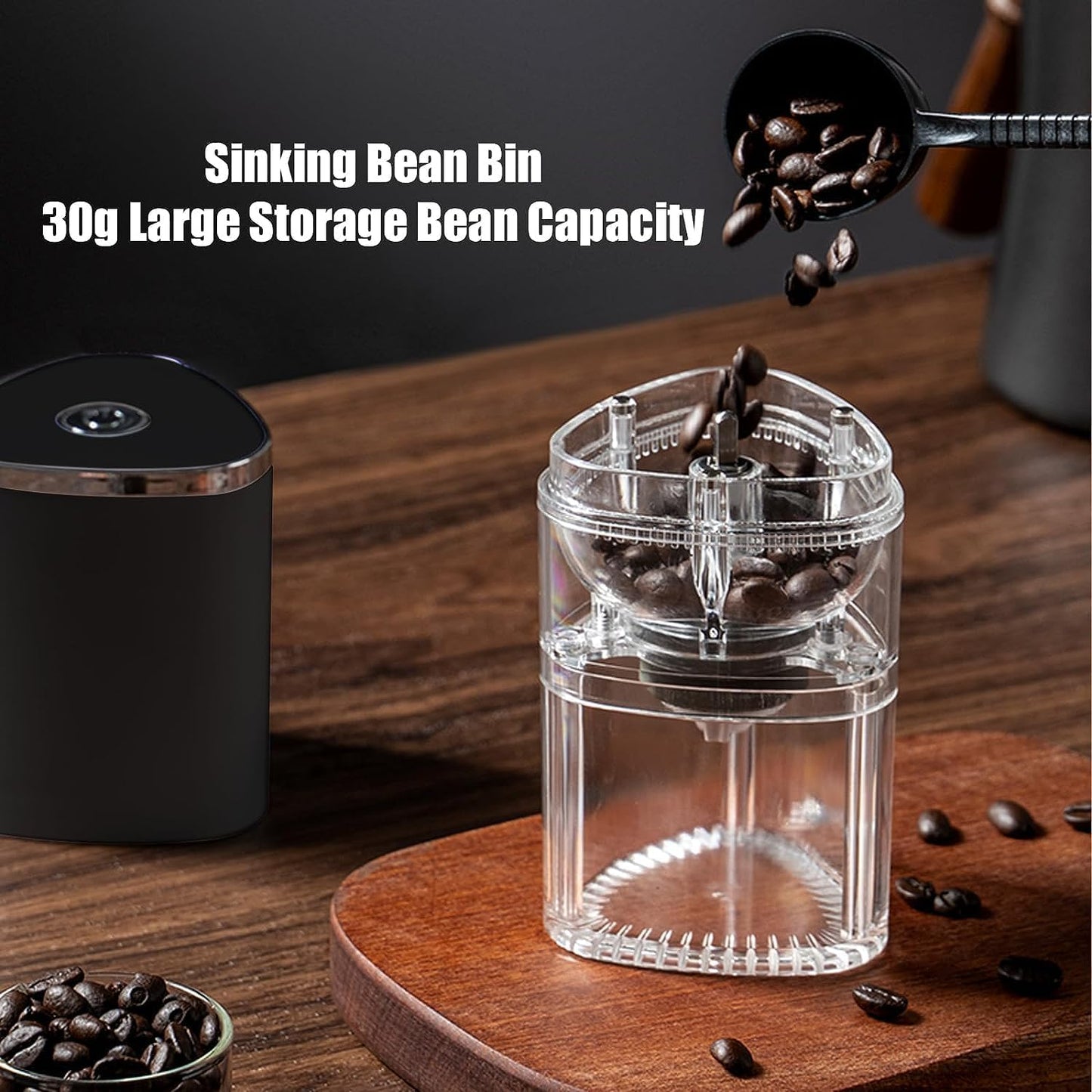 Electric Burr Coffee Grinder, Rechargeable Automatic Coffee Grinder, Coffee Bean Grinder