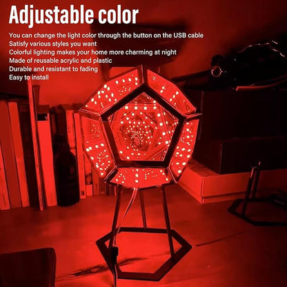 Infinity Dodecahedron Gaming Light, 3D Cube Art Light, Night Lights, Adjustable Colorful Ambient Lamp