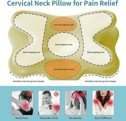 Pain Relief, Contour Memory Foam Pillows with Cooling Pillowcase