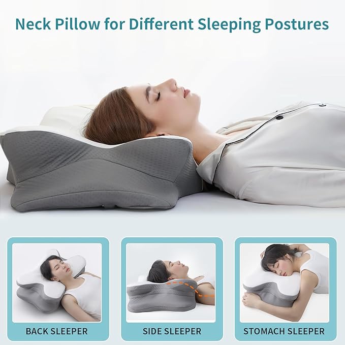 Pain Relief, Contour Memory Foam Pillows with Cooling Pillowcase